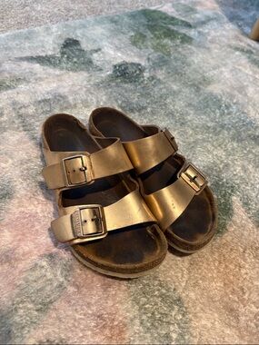 Birkenstock Metallic Bronze Double Buckle Sandals